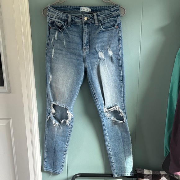 Cello Women's Distressed Blue Jeans - Picture 1 of 5